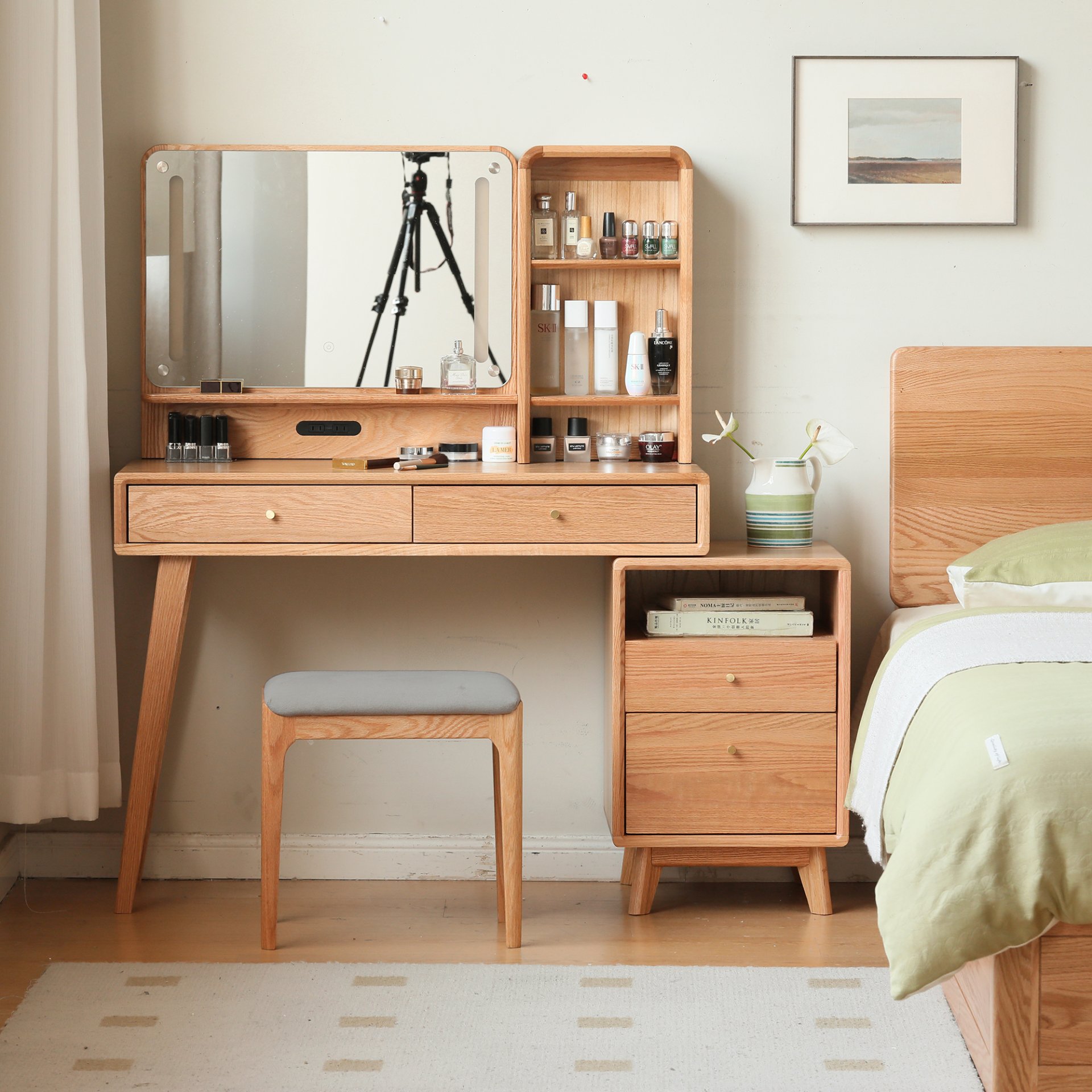 Compact Table Dresser, Accessories Storage Width Drawer - Natural - Image 9