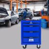 Rolling Metal Tool Chest With 4 Drawers, 20" Steel Storage Cabinet With Ball Bearing Slides - Black / Blue - Image 2