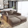 3 Seat Sofa, Deep Seat Couches With Soft Pillows And 2 Ottomans, Convertible Sofa Lounge Chair, For Living Room - Camel - Image 18