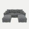 3 Seat Sofa, Deep Seat Couches With Soft Pillows And 2 Ottomans, Convertible Sofa Lounge Chair, For Living Room - Gray - Image 23