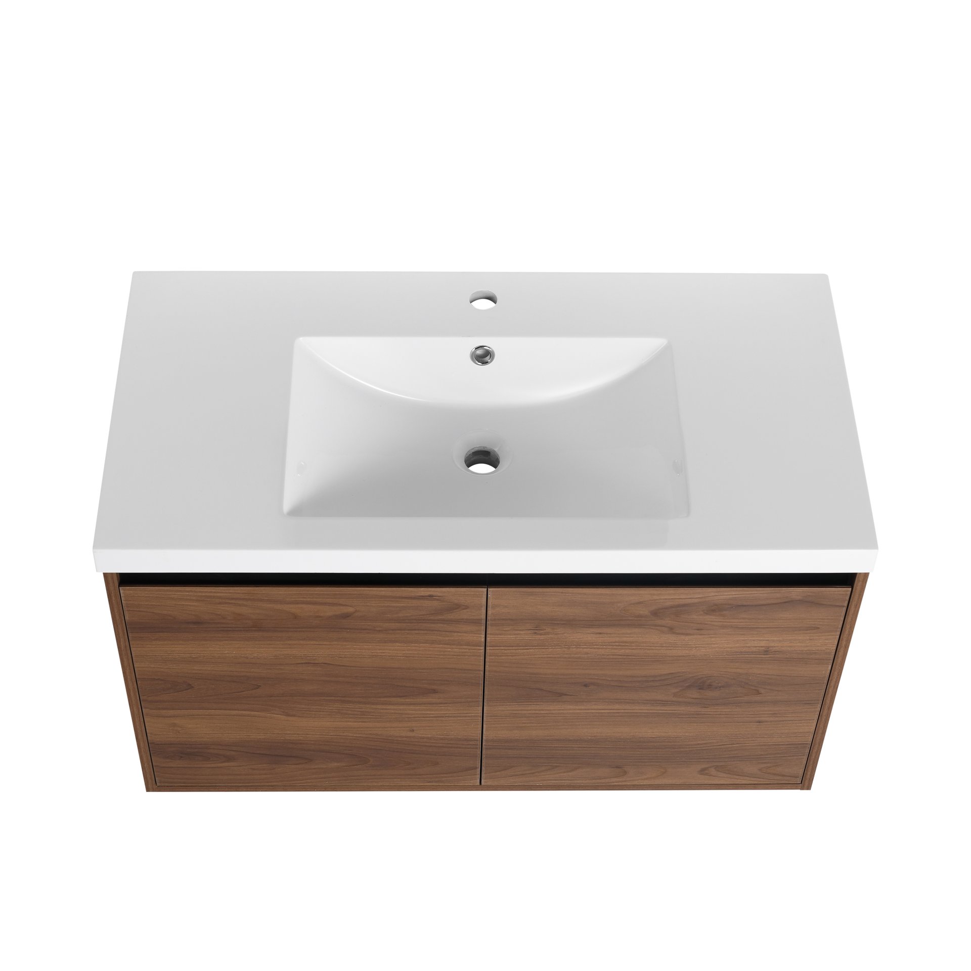 36" Bathroom Vanity Set With Resin Countertop Sink And 2 Doors - Brown - Image 18