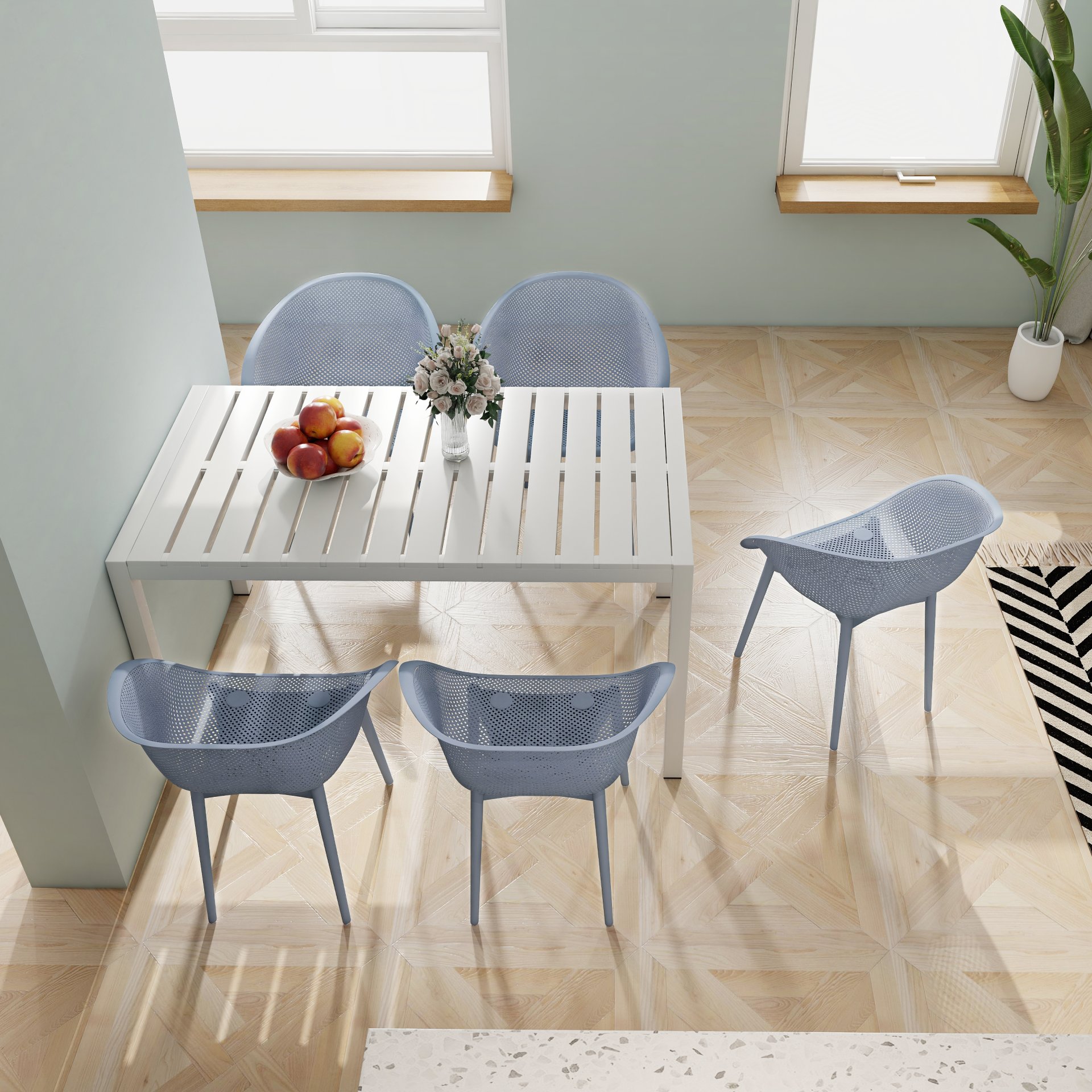 2 Piece Durable Single Chair With Mesh Hollow Out Design - Light Gray - Image 5