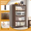 4 Flip Doors Cabinet, With Ample Storage Space For Living Room - Walnut - Image 6