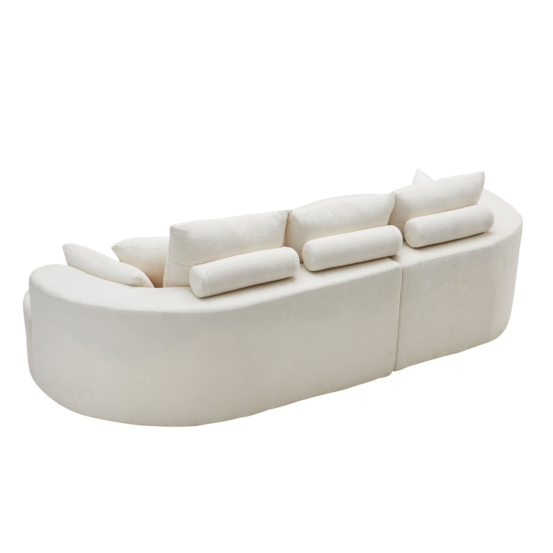2 Piece Fabric Cloud Curved Sectional Sofa With Chaise For Living Room Bedroom Apartment - Snow White - Image 5