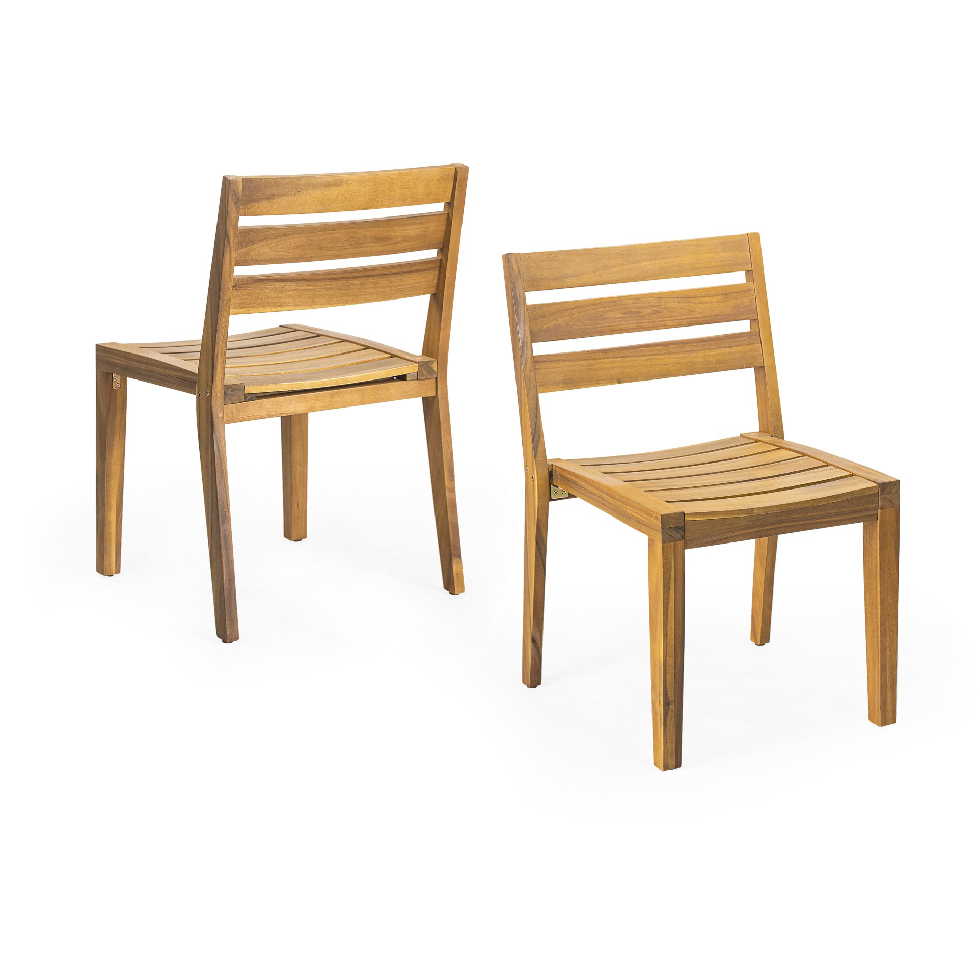 Outdoor Dining Side Chair (Set of 2) - Teak Finish - Image 4
