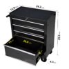 Rolling Tool Chest, 4 Drawer Tool Box With Wheels, Heavy Duty Industrial Service Cart Storage Organizer With Locking System, Rolling Tool Box Organizer Tool Case For Garage, Repair Shop - Black - Image 4