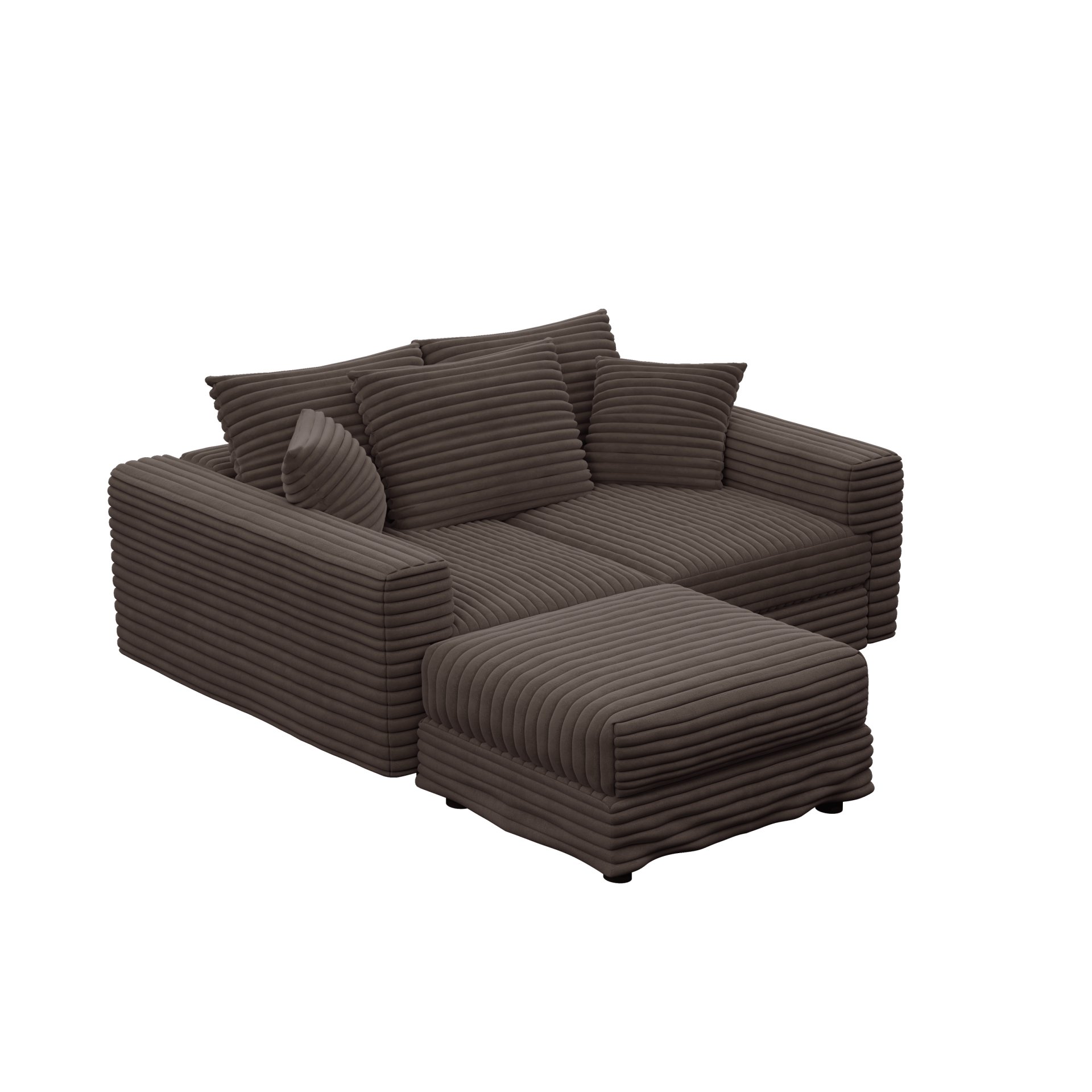 3 Seat Sofa, Deep Seat Couches With Soft Pillows And 1 Ottomans, Convertible Sofa Lounge Chair, For Living Room - Camel - Image 21