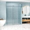 Frameless Soft Closing Shower Door, 1 / 4" (6Mm) Tempered Glass Single Sliding With Explosion Proof Coating - Chrome - Image 4