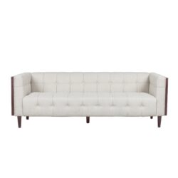 Contemporary Mid Century Charm 3 Seater Sofa With Button Tufted Waffle Stitching - Beige