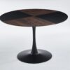 5 Pieces Dining Set, Table Metal Leg Mid-Century Dining Table For 4 - 6 People, Pedestal Dining Table, Table Leisure Coffee Table - Black - Image 6