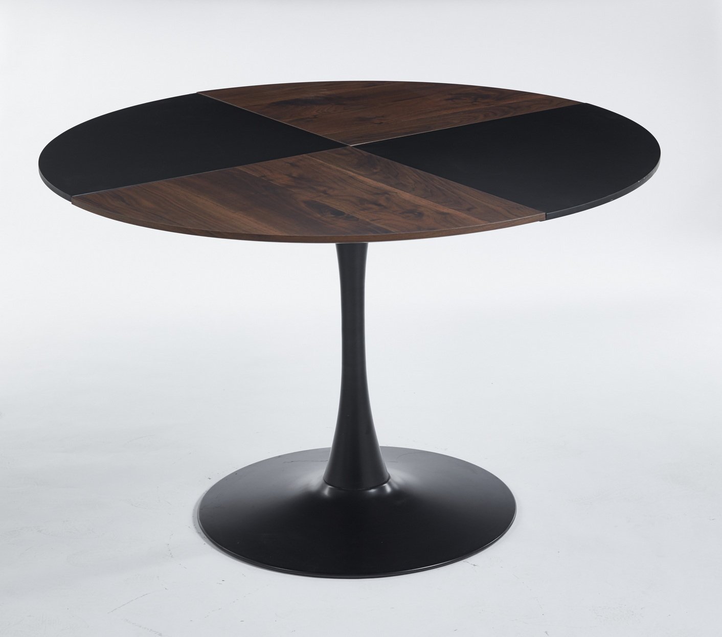 5 Pieces Dining Set, Table Metal Leg Mid-Century Dining Table For 4 - 6 People, Pedestal Dining Table, Table Leisure Coffee Table - Black - Image 6