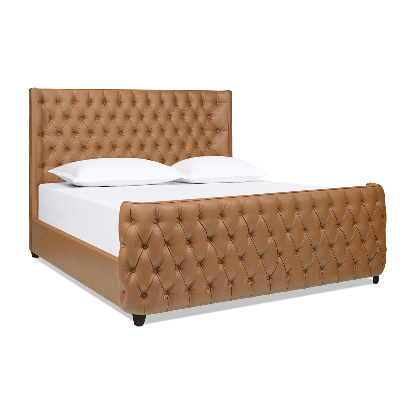 Brooklyn - King Tufted Panel Bed Headboard And Footboard Set - Caramel Tan Brown - Image 5