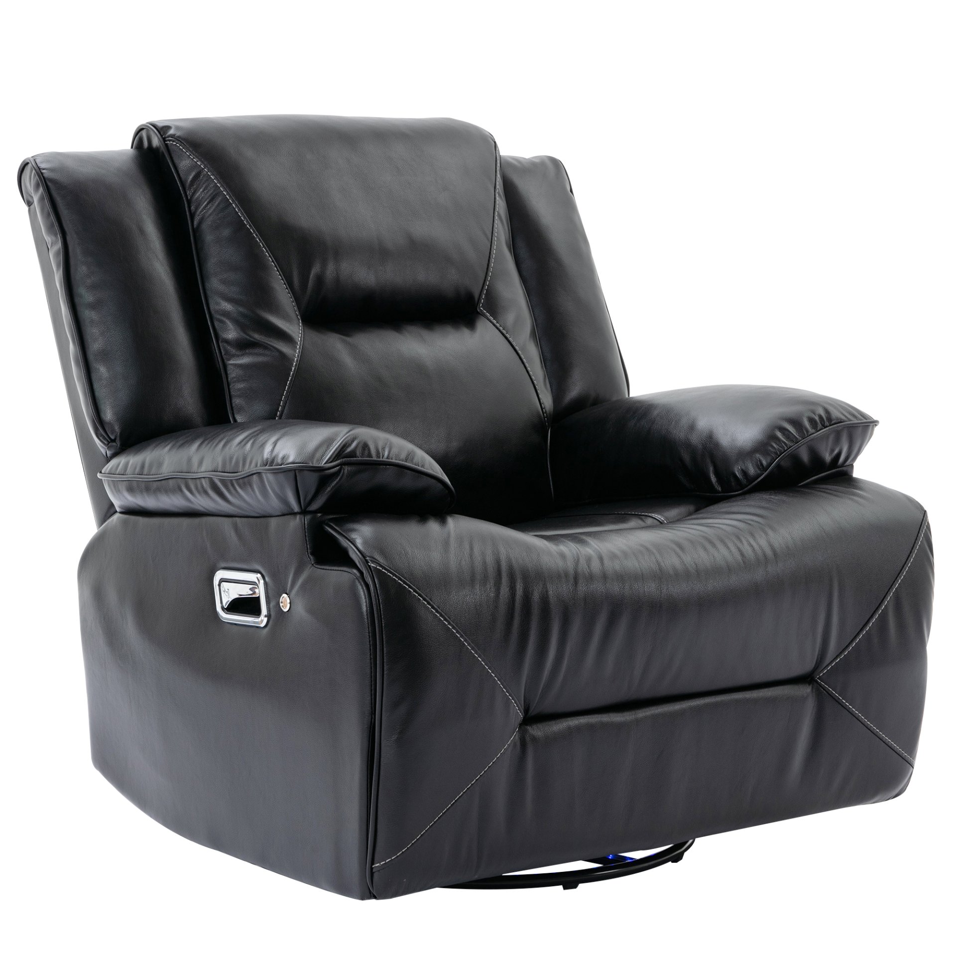 360° Swivel And Rocking Home Theater Recliner Manual Recliner Chair With A Led Light Strip For Living Room - Black - Image 9