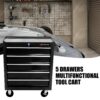 5 Drawers Multifunctional Tool Cart With Wheels - Black - Image 2