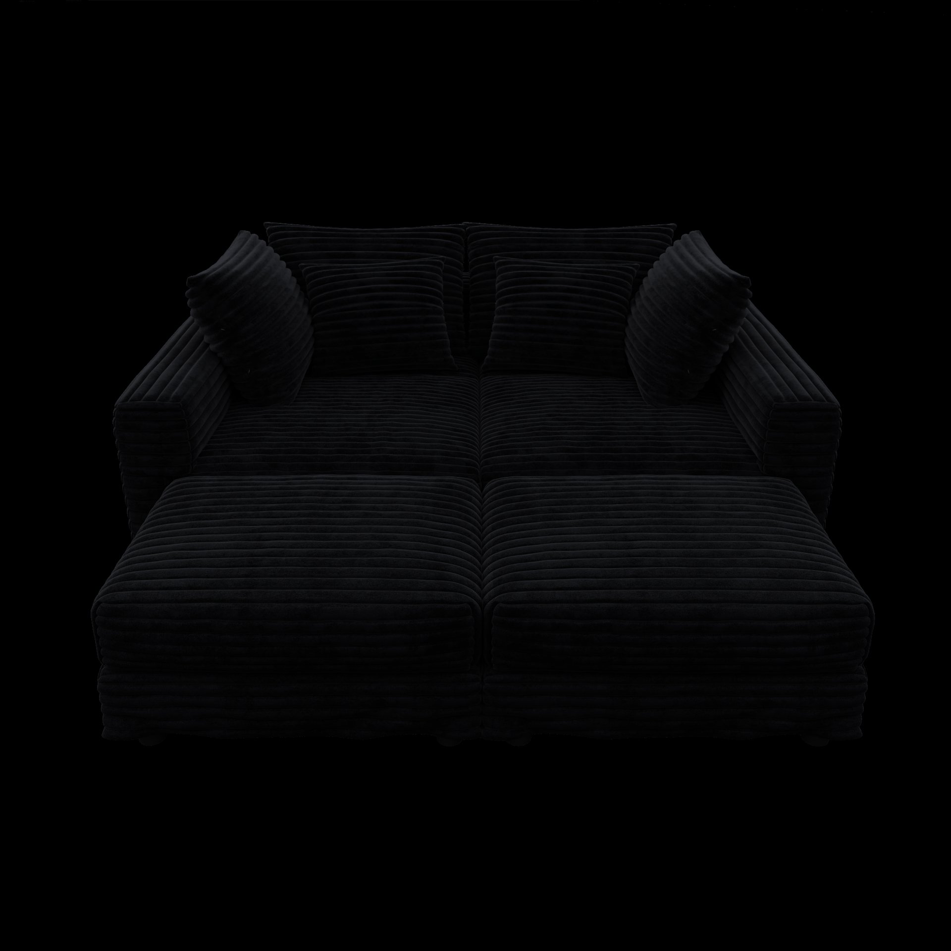 4 Seat Sofa, Deep Seat Couches With Soft Pillows And 2 Ottomans, Convertible Sofa Lounge Chair, For Living Room - Black - Image 19
