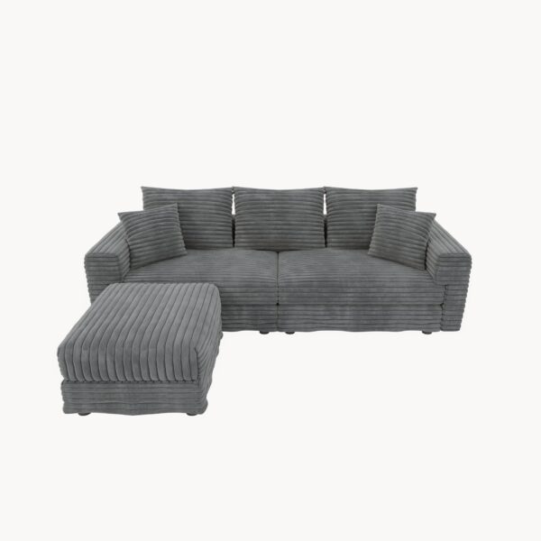 3 Seat Sofa, Deep Seat Couches With Soft Pillows And 1 Ottomans, Convertible Sofa Lounge Chair, For Living Room - Gray
