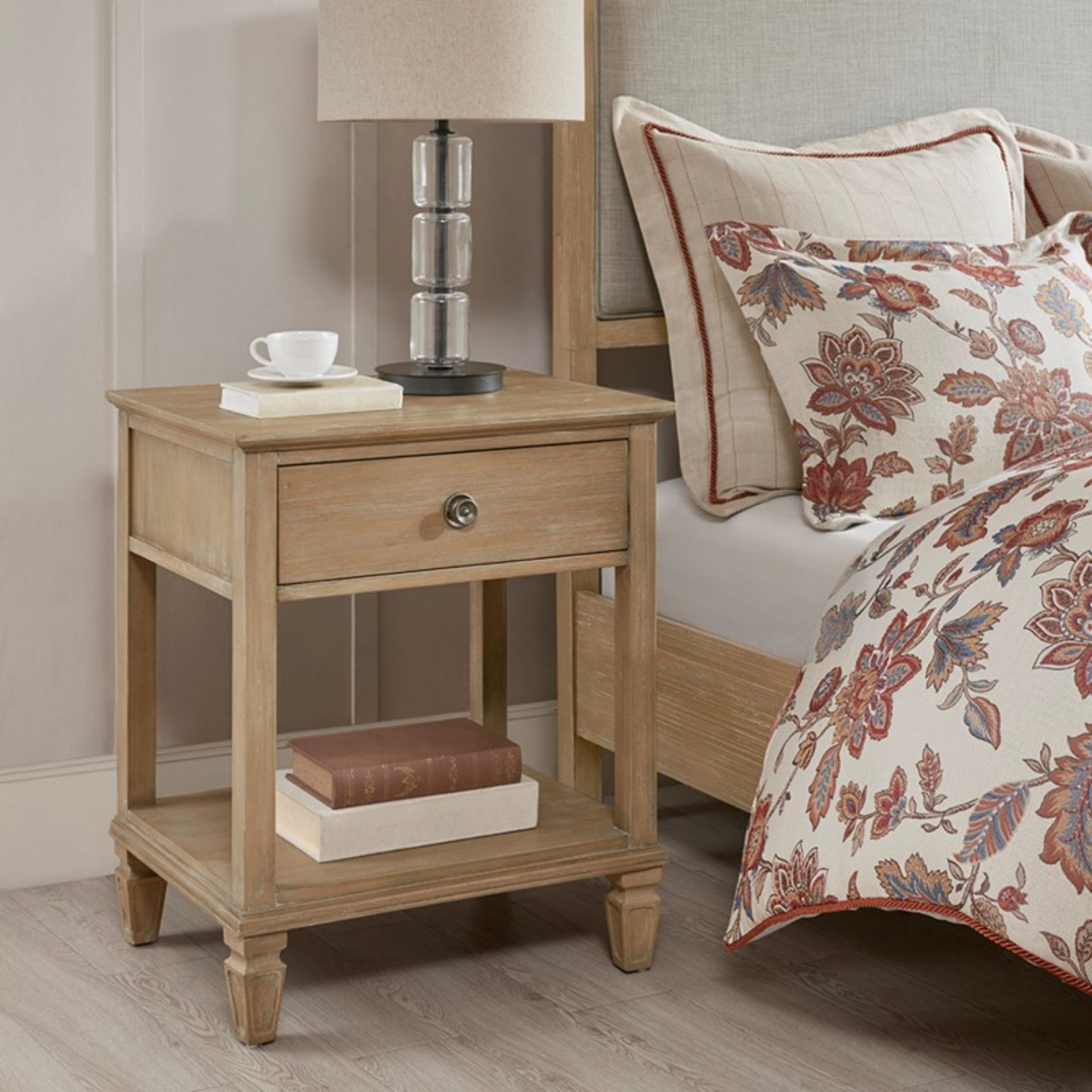 Victoria - Bedside Table With Drawer And Shelf - Light Natural - Image 2