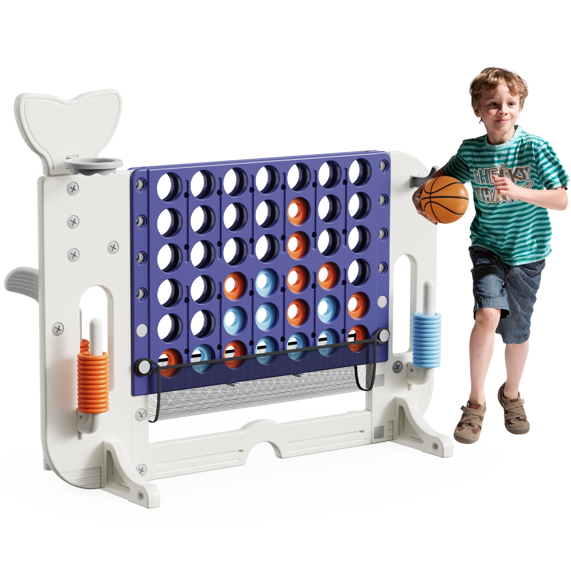 4 To Score Giant Game Set With Mesh Bag & Jumbo Connect 4 - White / Purple - Image 11