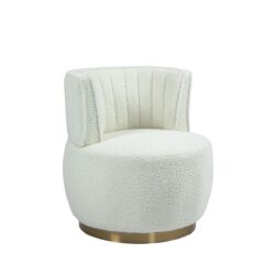 Coolmore - 360 Degree Swivel Cuddle Barrel Accent Sofa Chair, Round Armchair With Wide Upholstered Teddy Fabric - Cream