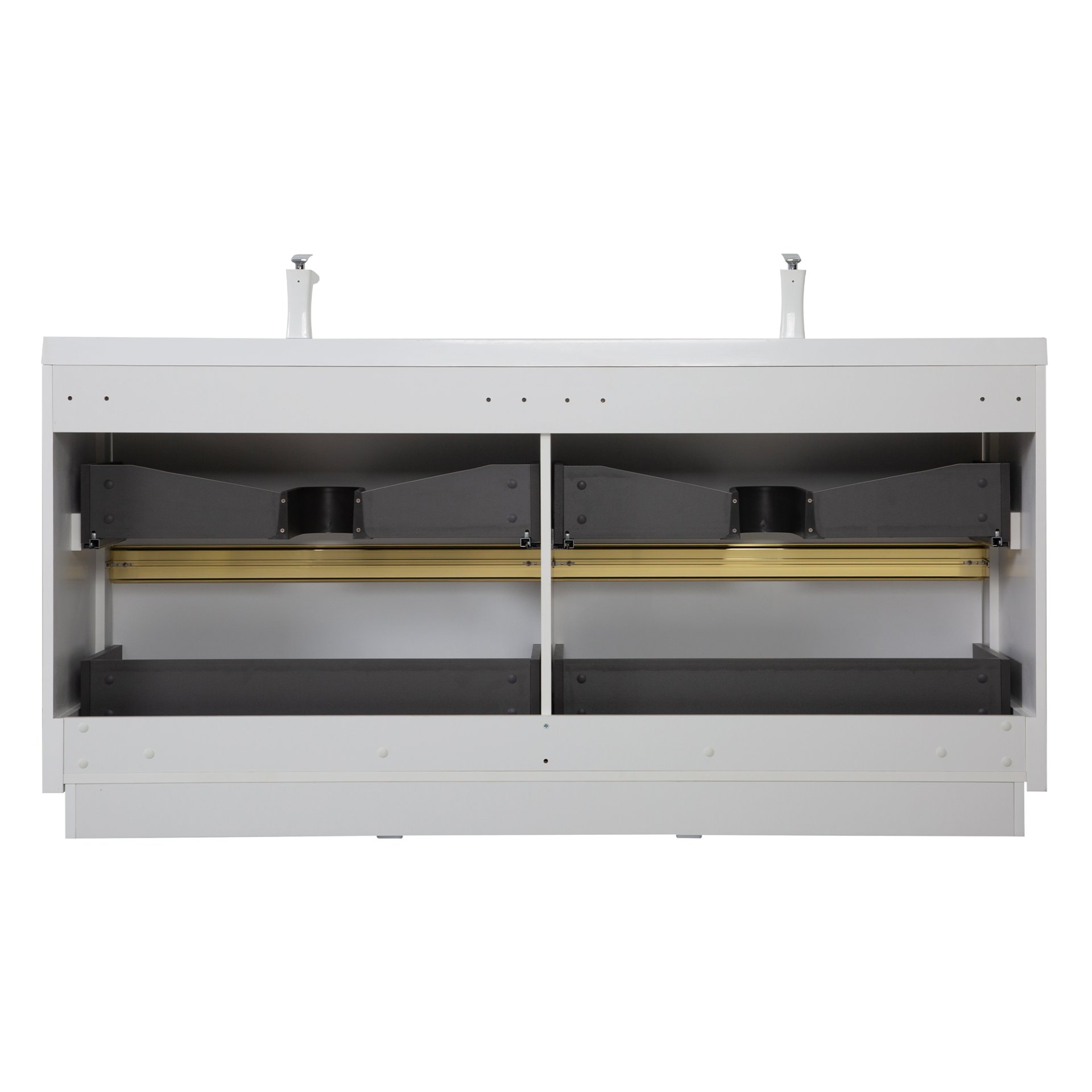 Freestanding Bathroom Vanity With Sink, Bathroom Storage Vanity Cabinet With Stone Resin Countertop And Soft Close Drawers - Glossy White - Image 13