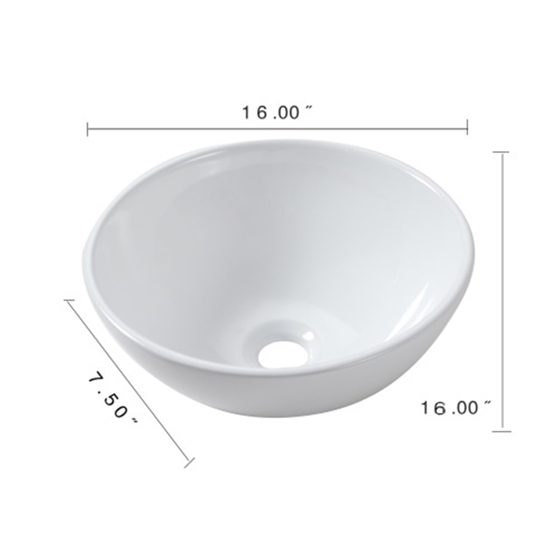 16" X 16" Vessel Bathroom Sink With Easy Installation - White - Image 3