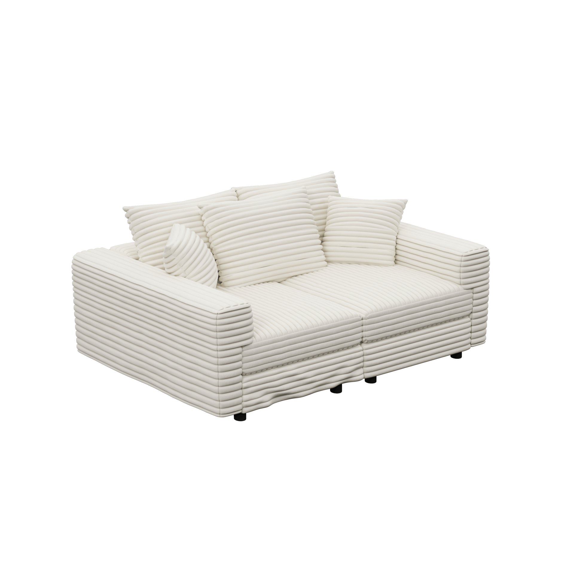 3 Seat Sofa, Deep Seat Couches With Soft Pillows And 1 Ottomans, Convertible Sofa Lounge Chair, For Living Room - Beige - Image 24