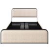 Modern Metal Bed Frame With Curved Upholstered Headboard And Footboard Bed With 4 Storage Drawers, Heavy Duty Metal Slats, King Size - Beige - Image 7