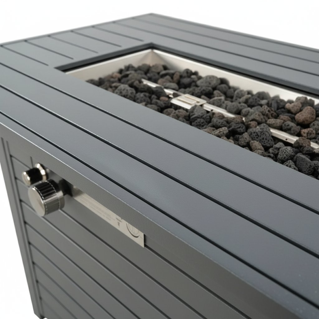 Propane Outdoor Fire Pit Table With Lid Durable Construction - Gray - Image 12