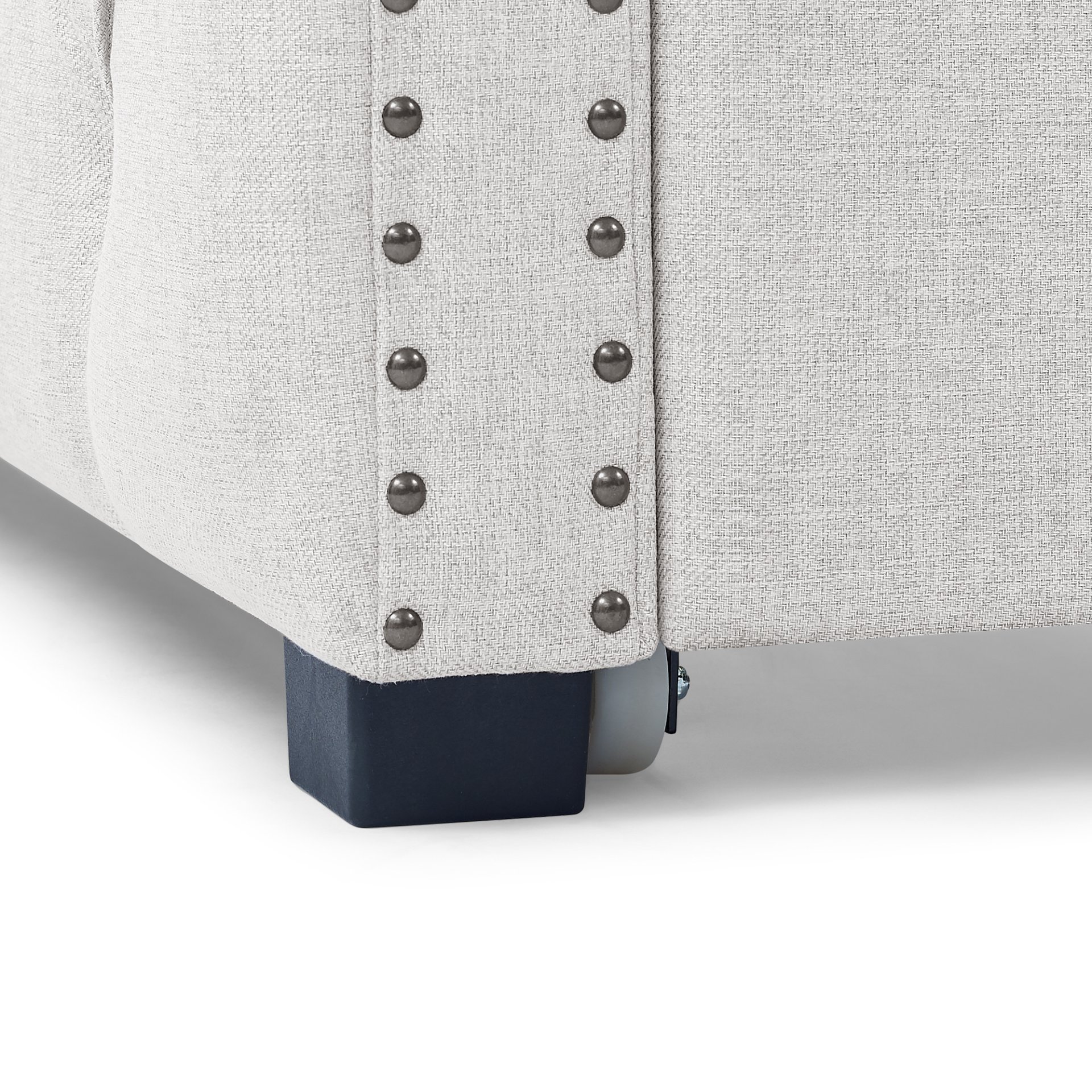 Mid Century Upholstered Tufted Daybed With Trundle Button And Copper Nail Accents Twin Size Linen - Beige - Image 10