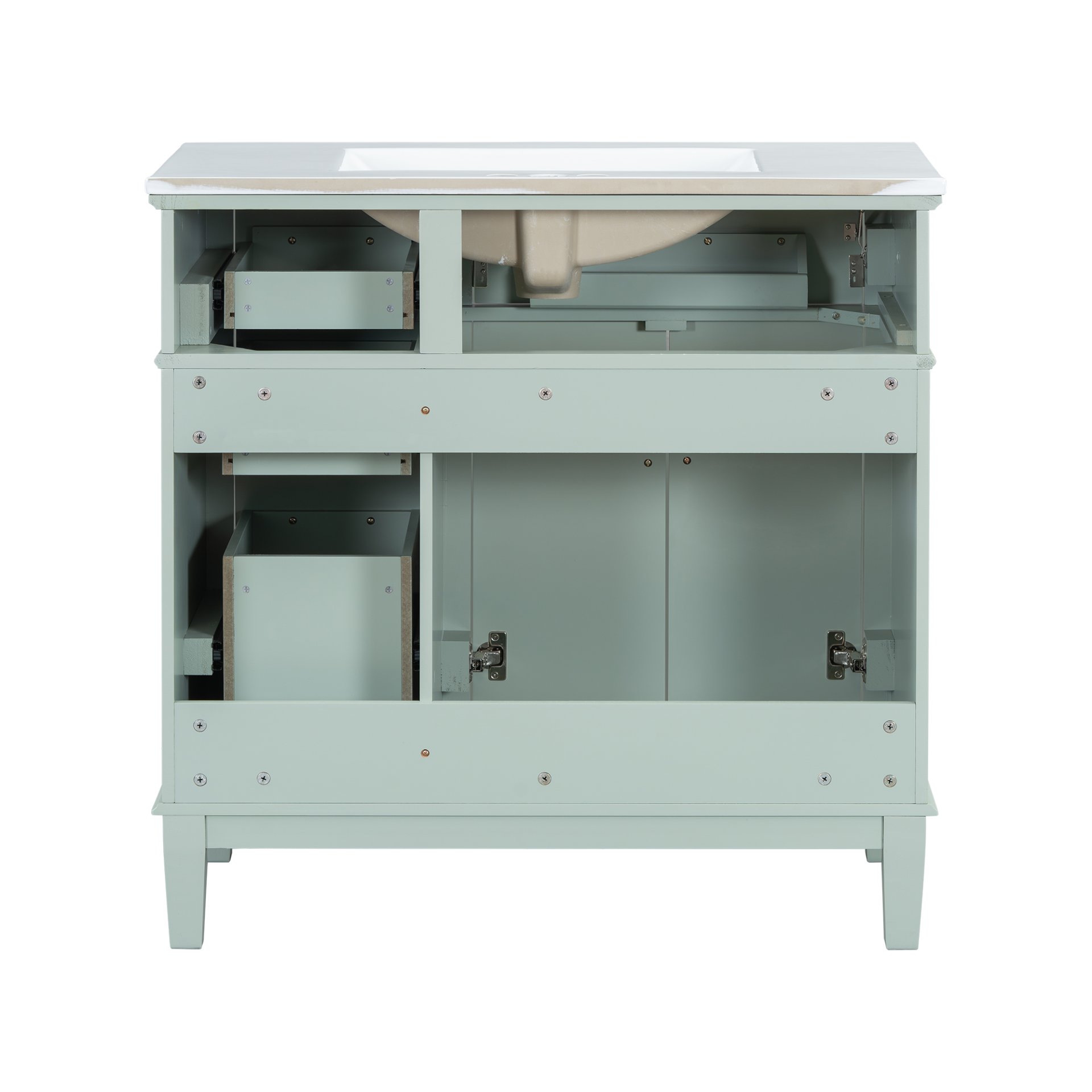 36" Bathroom Vanity With Sink, Soft Close Doors, And Storage Drawers - Green - Image 12