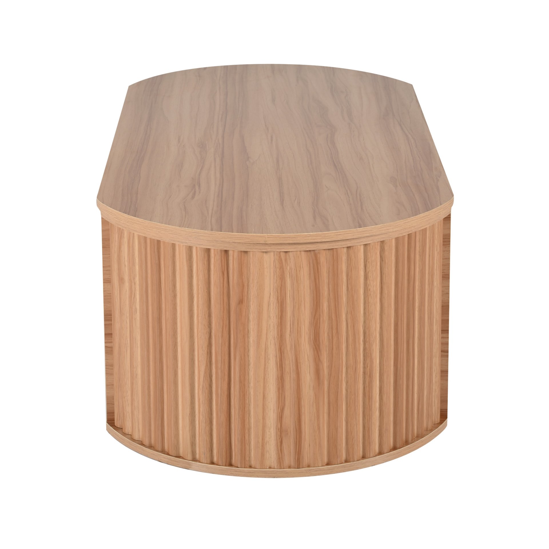 Lift Top Coffee Table With Hidden Compartment, Modern Oval Lift Tabletop For Home Living Room - Light Brown - Image 7