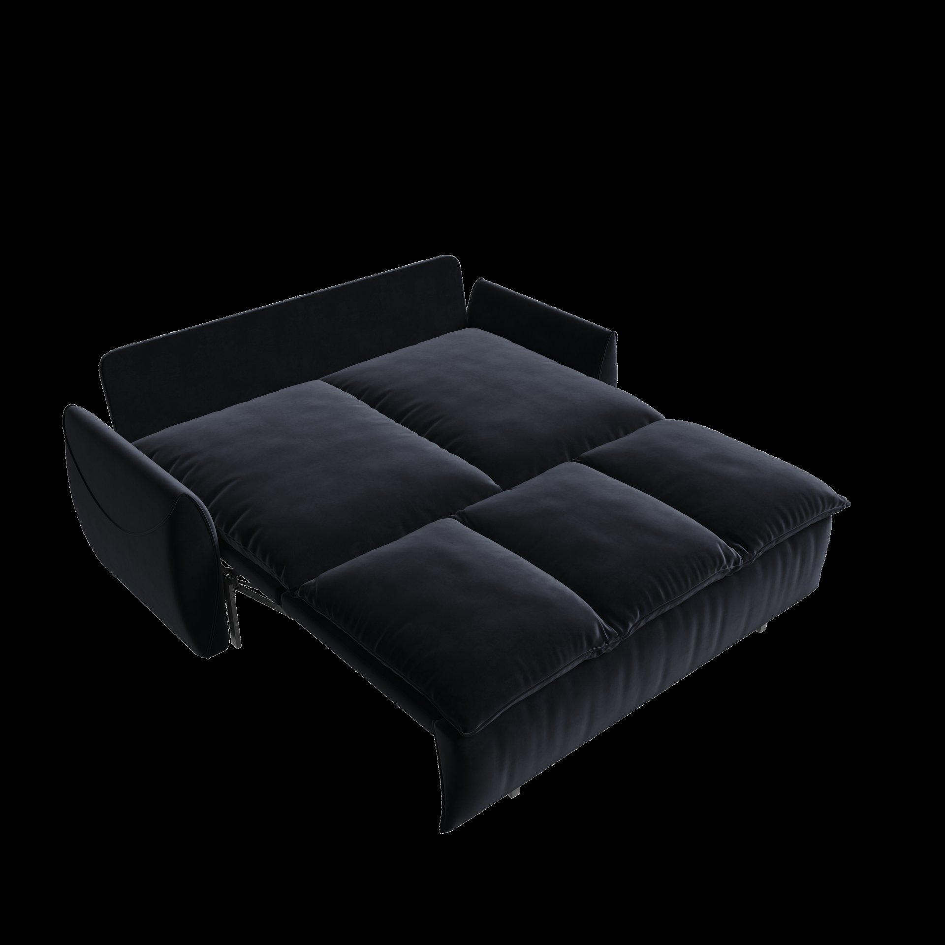 Pull Out Sofa Bed, 3 Seat Convertible Sleeper Sofa With 2 In 1 Pillow And Blanket Set Multifunctional Velvet Loveseat Bed - Black - Image 10