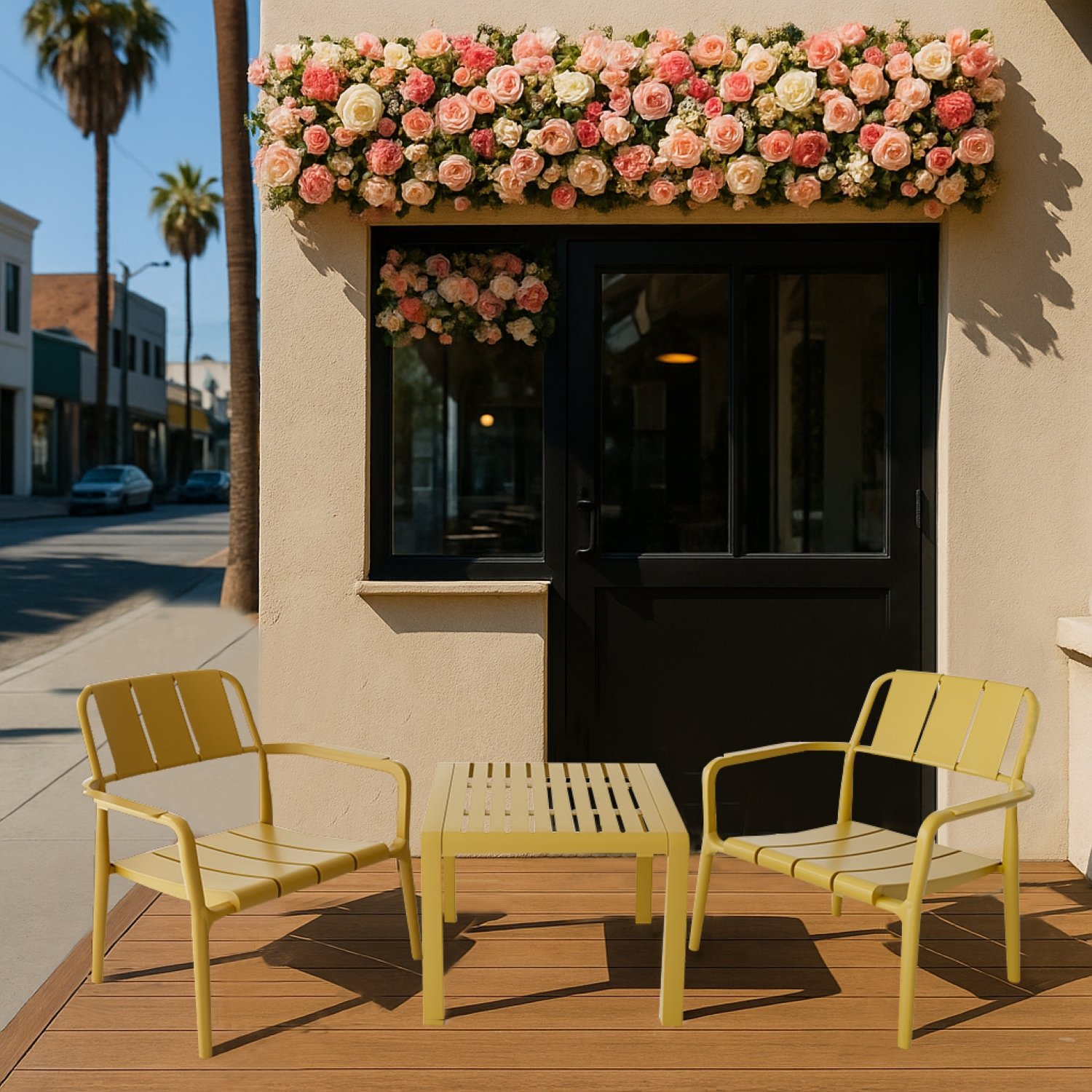 3 Piece Indoor / Outdoor Leisure Table And Chair Set (2 Chairs And 1 Coffee Table), UV Resistant, Waterproof And Durable - Brick Yellow - Image 7
