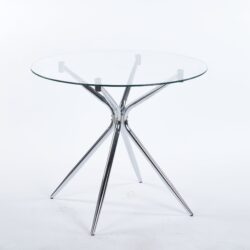 Compact Dining Table With Glass Top - Chrome