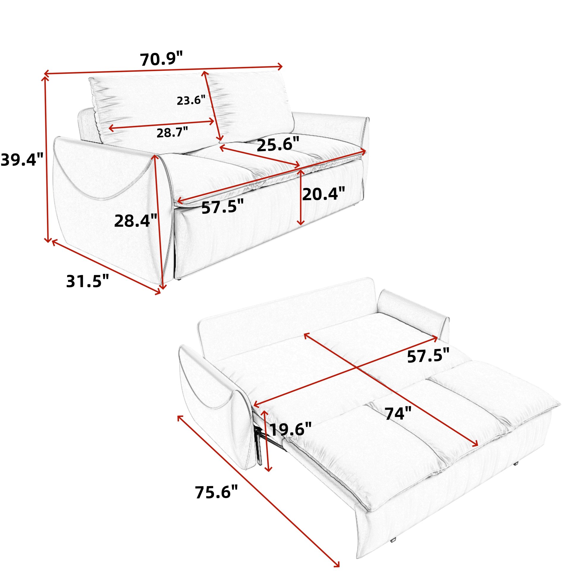 Pull Out Sofa Bed, 3 Seat Convertible Sleeper Sofa With 2 In 1 Pillow And Blanket Set Multifunctional Velvet Sofa Bed - Green - Image 3
