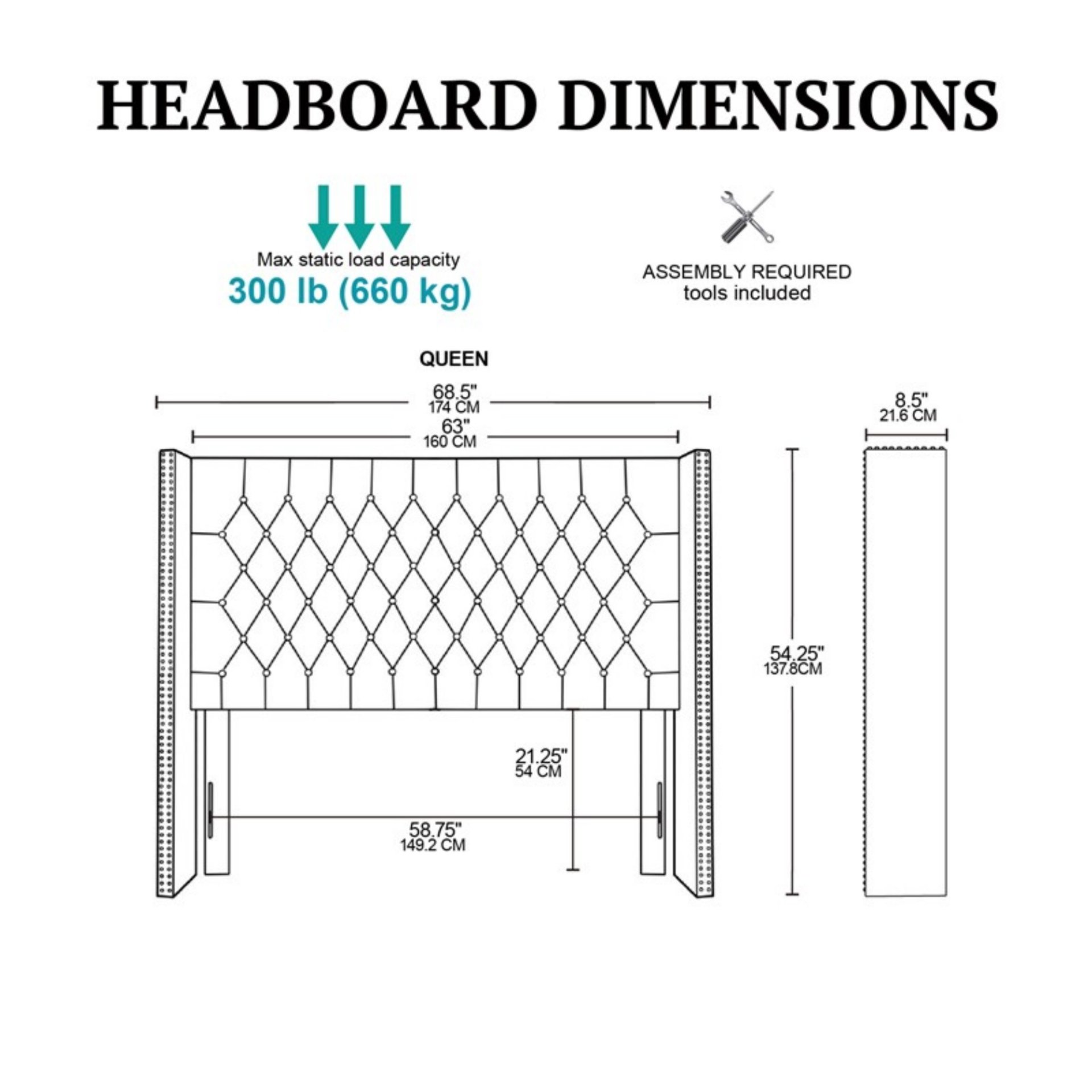 Queen Size Upholstery Headboard With Tufted Buttons And Nailhead Trim - Gray - Image 3