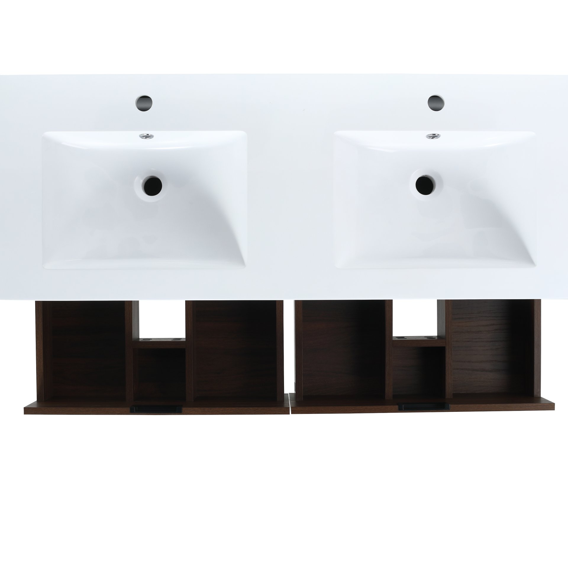 Modern Bathroom Vanity With Dual Resin Sink, Soft Close Drawers - California Walnut - Image 25