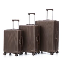 20" / 24" / 28" 3 Pieces / Set Spinner Wheel Luggage, Carry On Suitcase, Matching Color, TSA Combination Lock - Brown