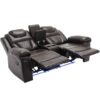 3 Pieces Recliner Sofa Sets Home Theater Seating Manual Recliner Chair With Center Console And Led Light Strip For Living Room - Brown - Image 19