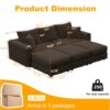3 Seat Sofa, Deep Seat Couches With Soft Pillows And 3 Ottomans, Convertible Sofa Lounge Chair, For Living Room - Camel - Image 10
