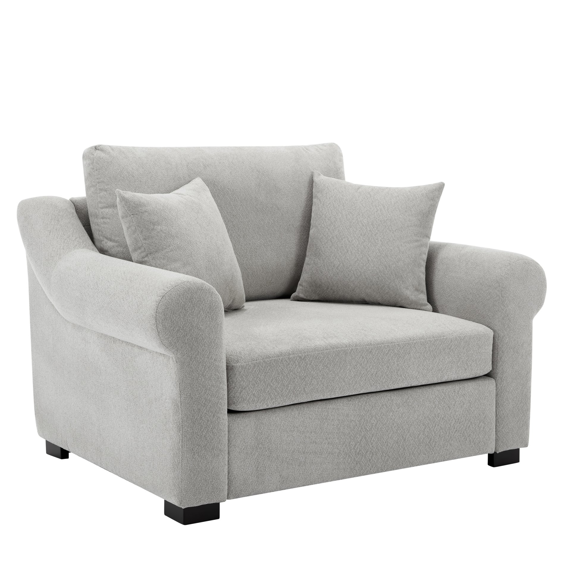 Modern Chenille Oversized Armchair, Chair And A Half, Single Sofa For Bedroom, Living Room, Wide - Light Gray - Image 10