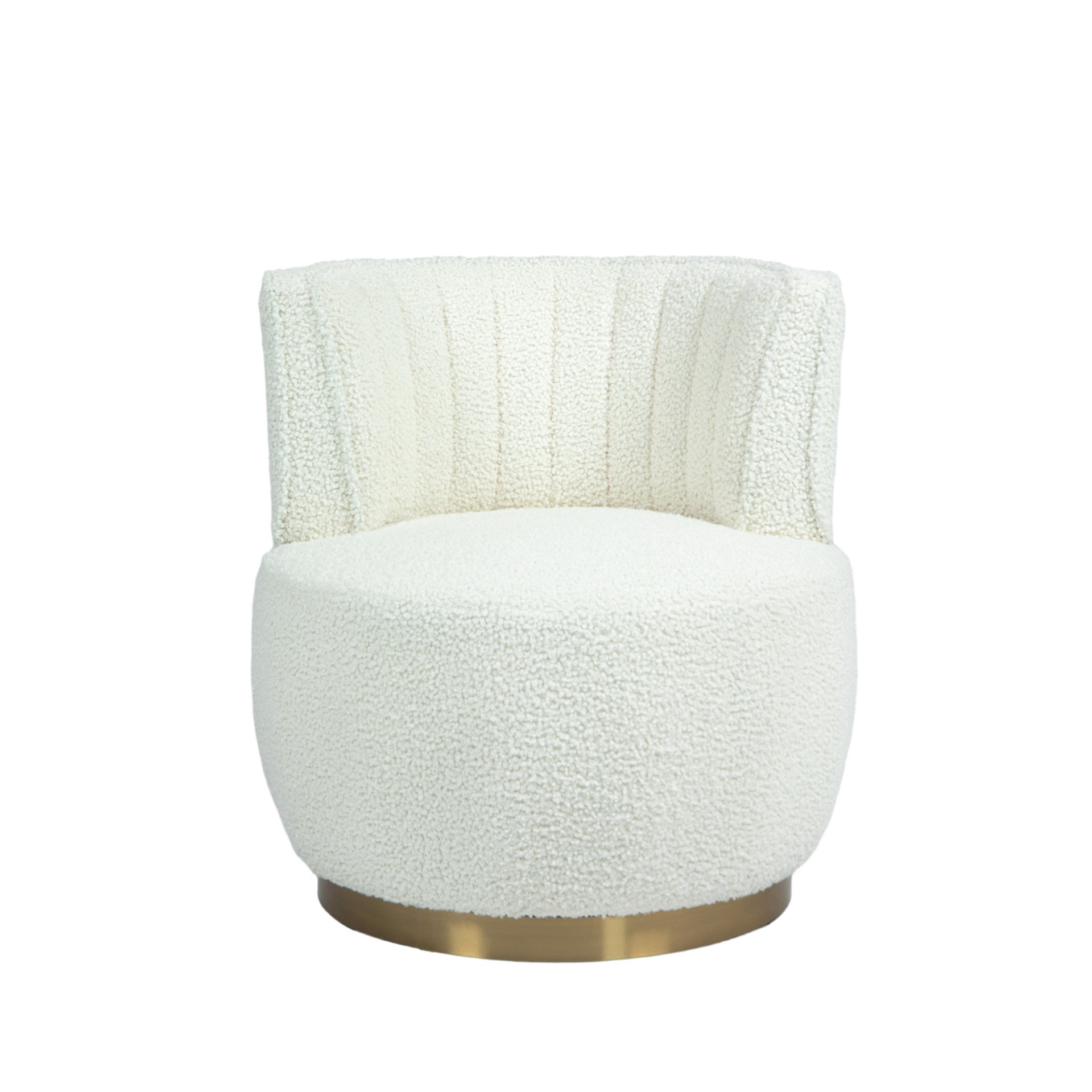 Coolmore - 360 Degree Swivel Cuddle Barrel Accent Sofa Chair, Round Armchair With Wide Upholstered Teddy Fabric - Cream - Image 10