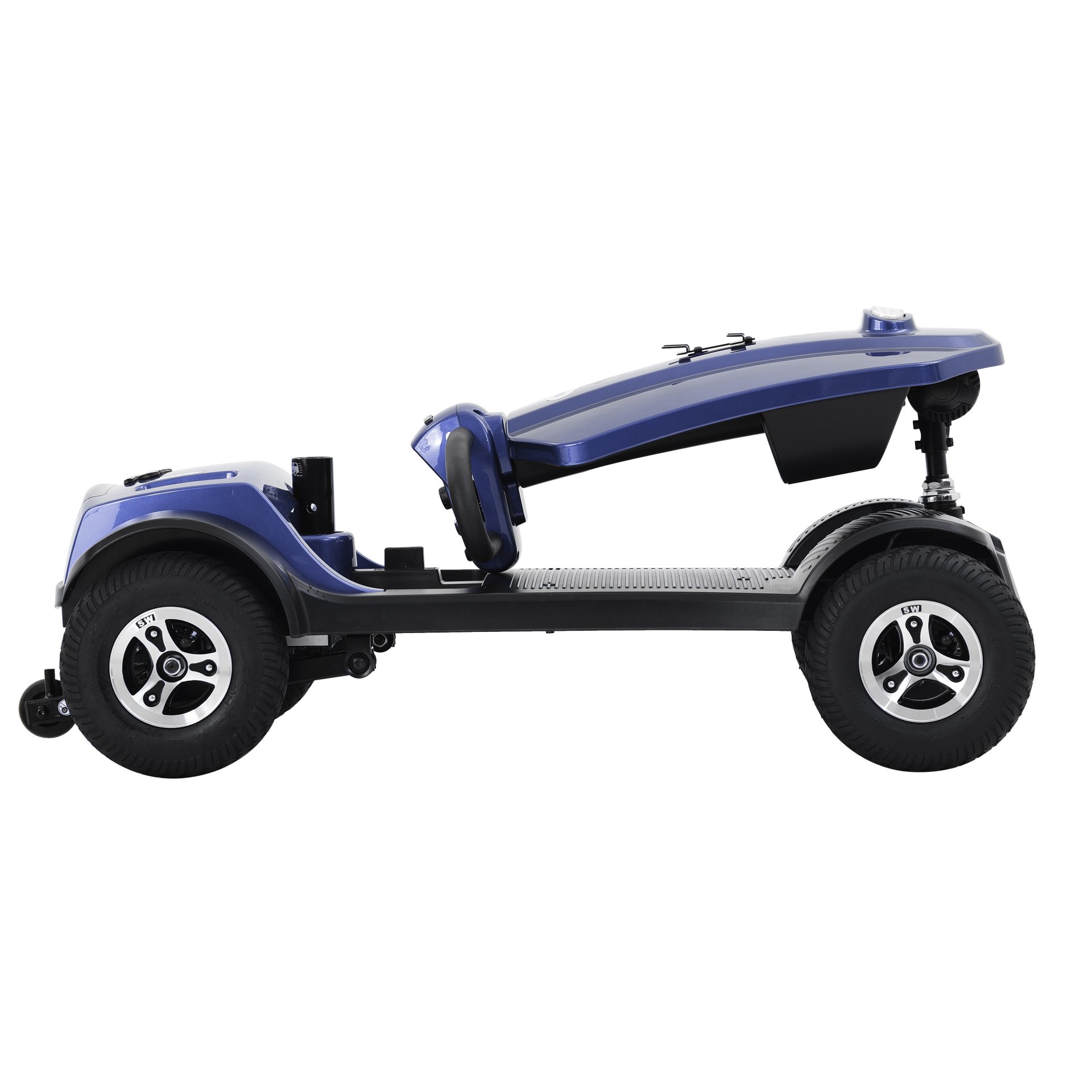 Max Plus - 4 Wheels Outdoor Compact Mobility Scooter With 2 Pieces X 20Ah Lead Acid Battery, Max Driving Range 16 Miles With Cup Holders & USB Charger Port - Blue - Image 6