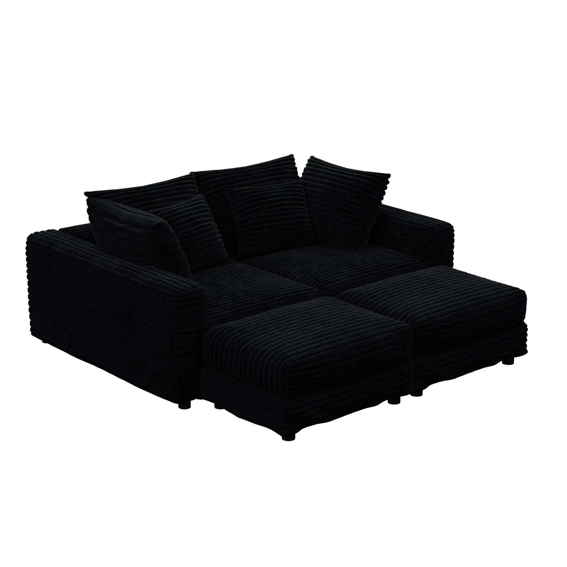 4 Seat Sofa, Deep Seat Couches With Soft Pillows And 2 Ottomans, Convertible Sofa Lounge Chair, For Living Room - Black - Image 17