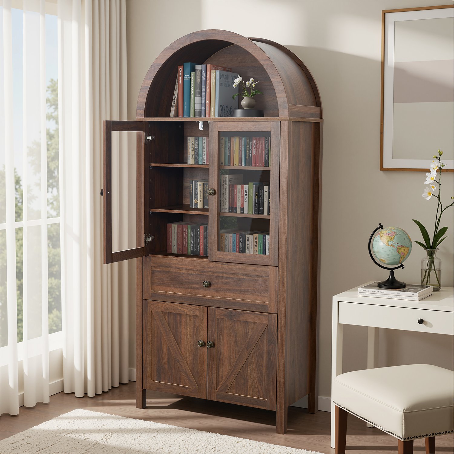 Retro Dome Cabinet With Large Storage Space, High Quality Materials - Walnut / Walnut Brown - Image 5
