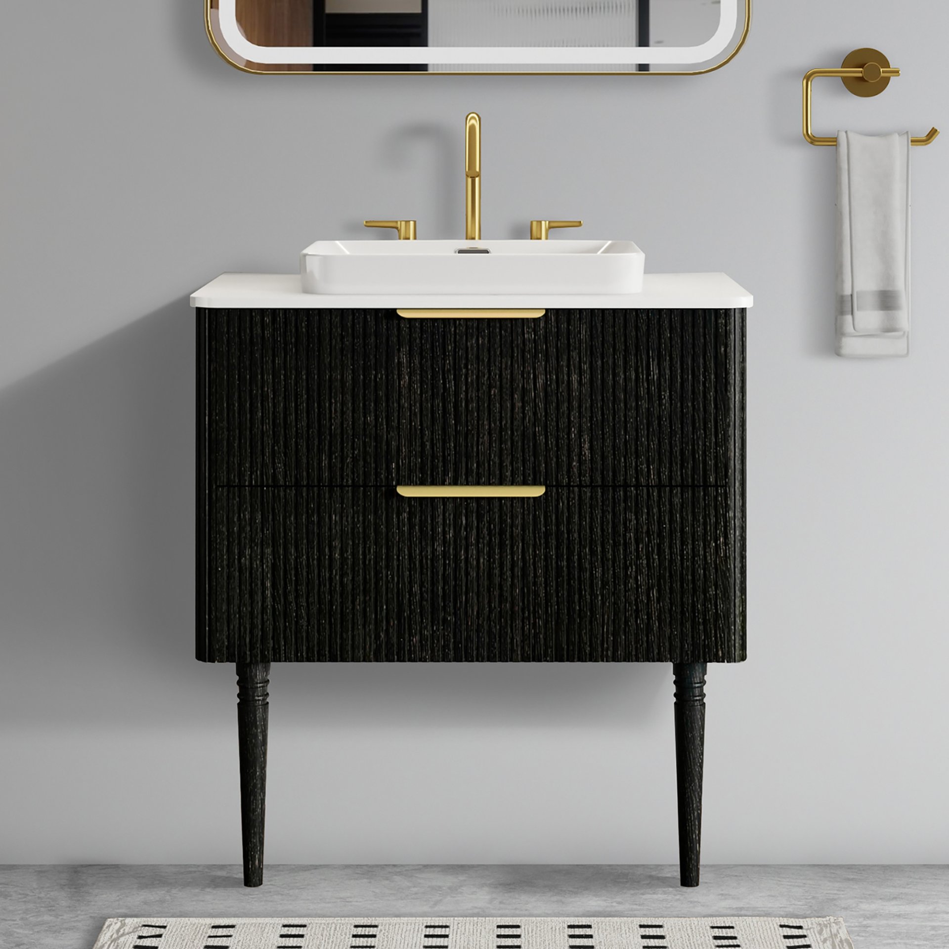 Elena - Modern Bathroom Vanity With Sink Luxury Bathroom Vanity With Ample Storage, 2 Soft Close Drawers, 2 In 1 Floating Or Freestanding Design - Black - Image 2