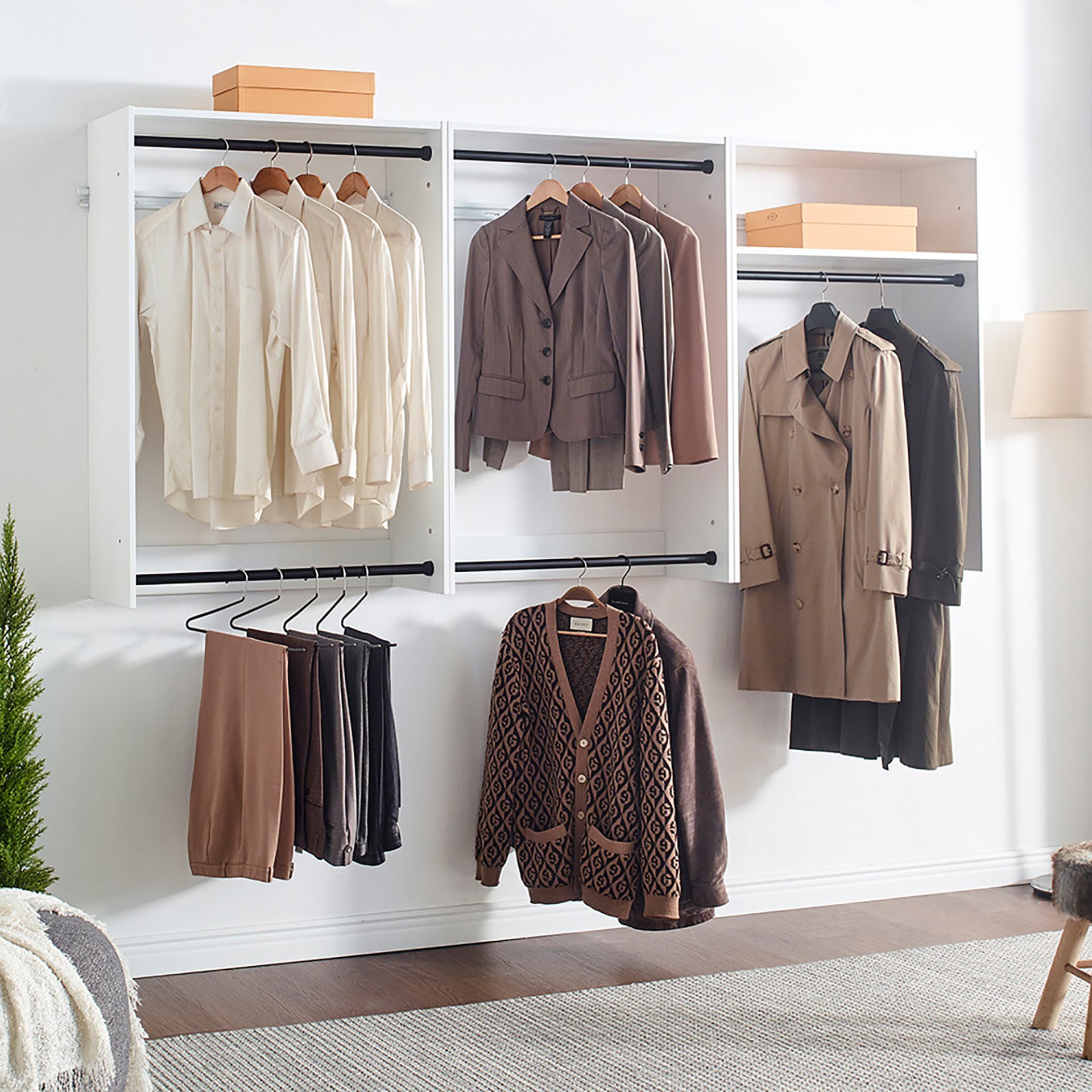 Devi - Wall Mounted Wood Closet System With Modular Versatility And Clean - White - Image 6