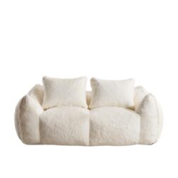 Giant Bean Bag Couch, Ultra Soft Fluffy Loveseat For Living Room Reading Chair With Pillows - White