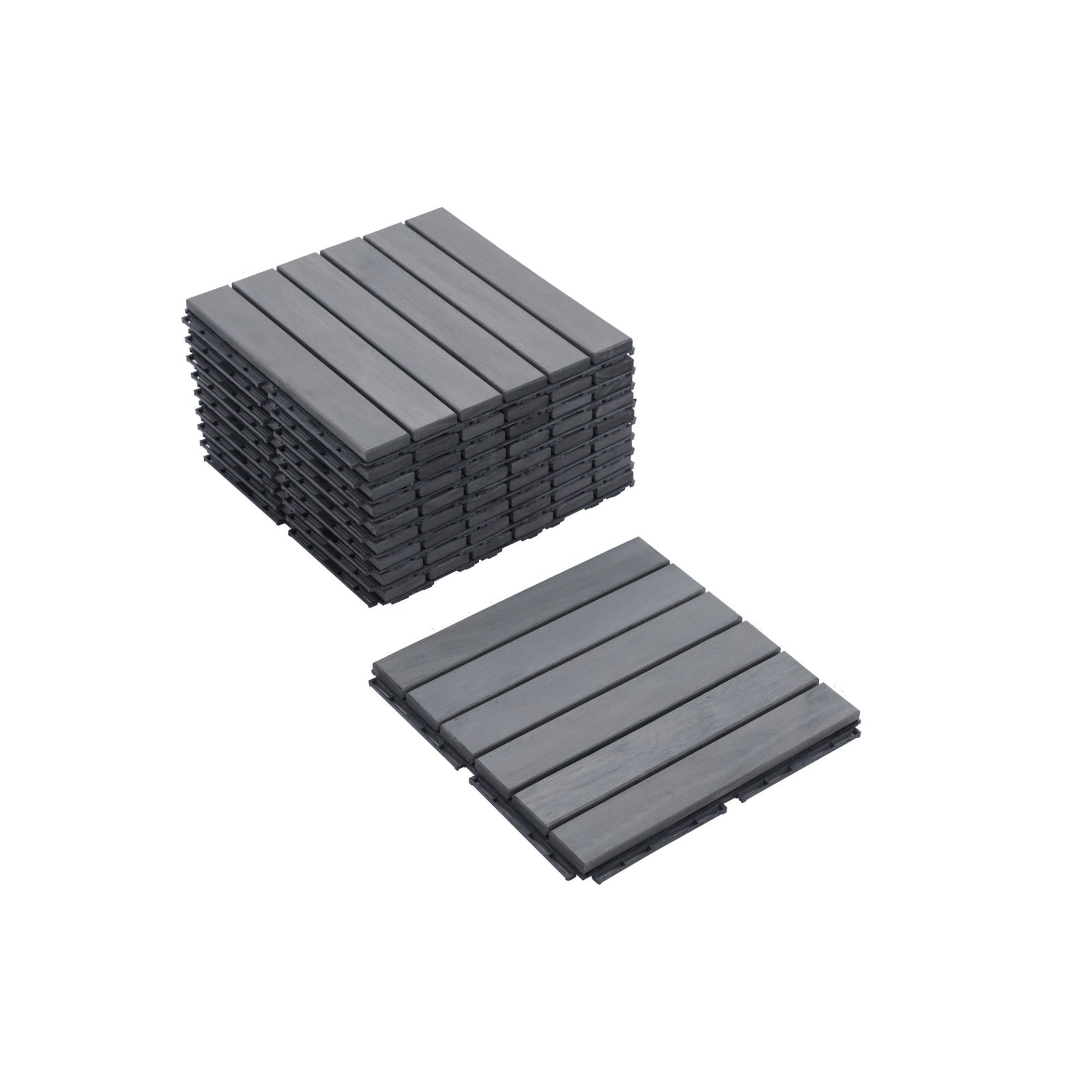 Interlocking Deck Tiles Striped Pattern Light Square Outdoor Flooring - Light Gray - Image 24
