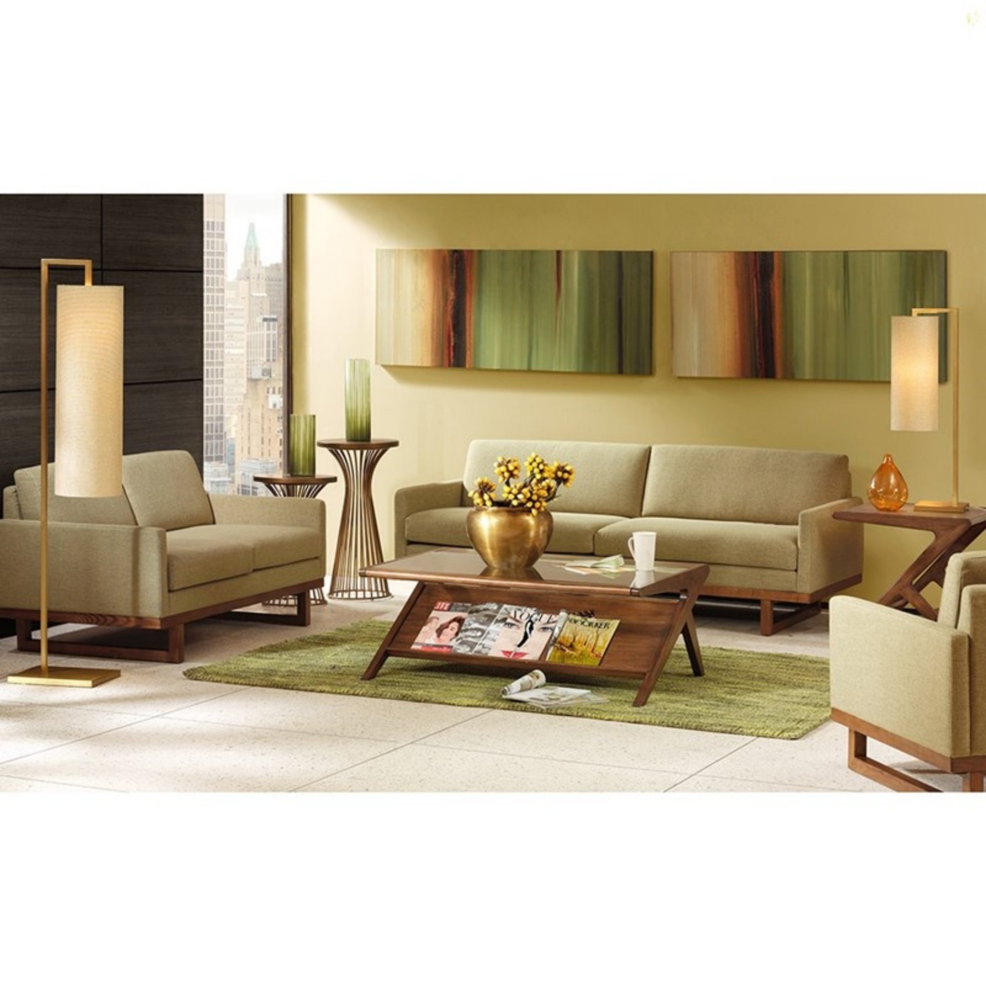 Coffee Table With Tempered Glass Top, Solid Wood Frame - Walnut - Image 4